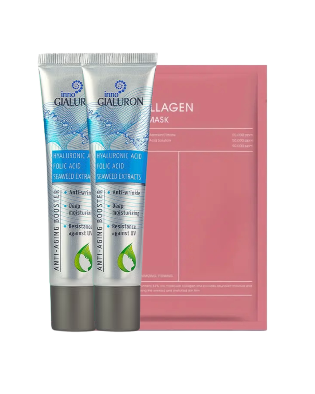 OilTress Inno Gialuron – باندل سيروم حمض الهيالورونيك المكثّف و ماسك الكولاجين