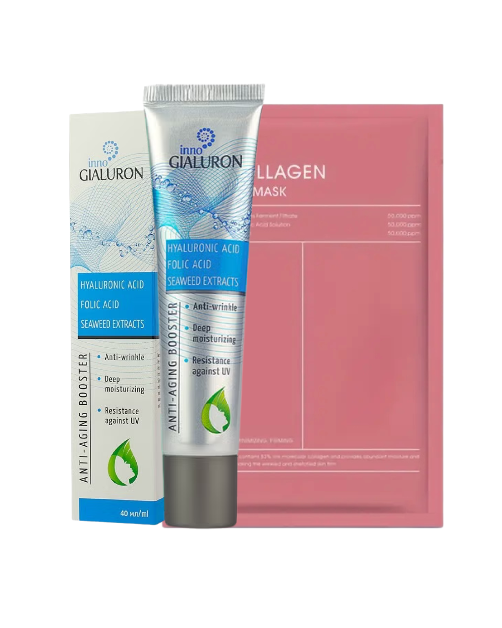 OilTress Inno Gialuron – باندل سيروم حمض الهيالورونيك المكثّف و ماسك الكولاجين